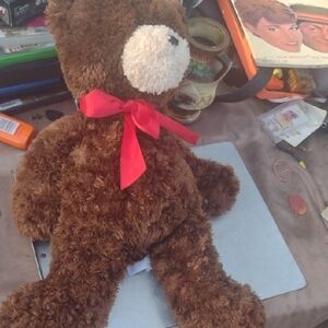 Brown Teddy Bear with Red Bow